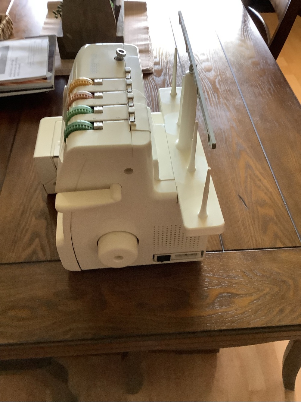 Brother serger with yellow, orange, green and teal dials - Picture 6 of 13